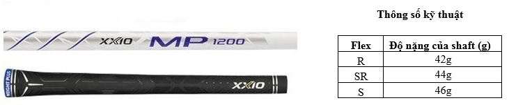 Thông số Shaft gậy golf gậy golf Rescue XXIO