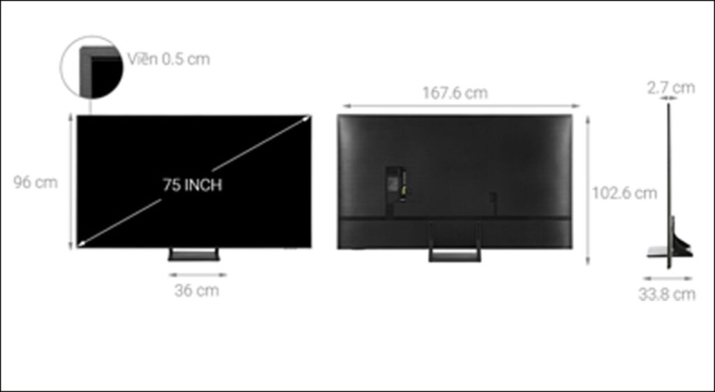 Kích Thước Tivi 75 Inch Là Bao Nhiêu? Kinh Nghiệm Chọn Mua Tivi 75 Inch Phù Hợp Nhất