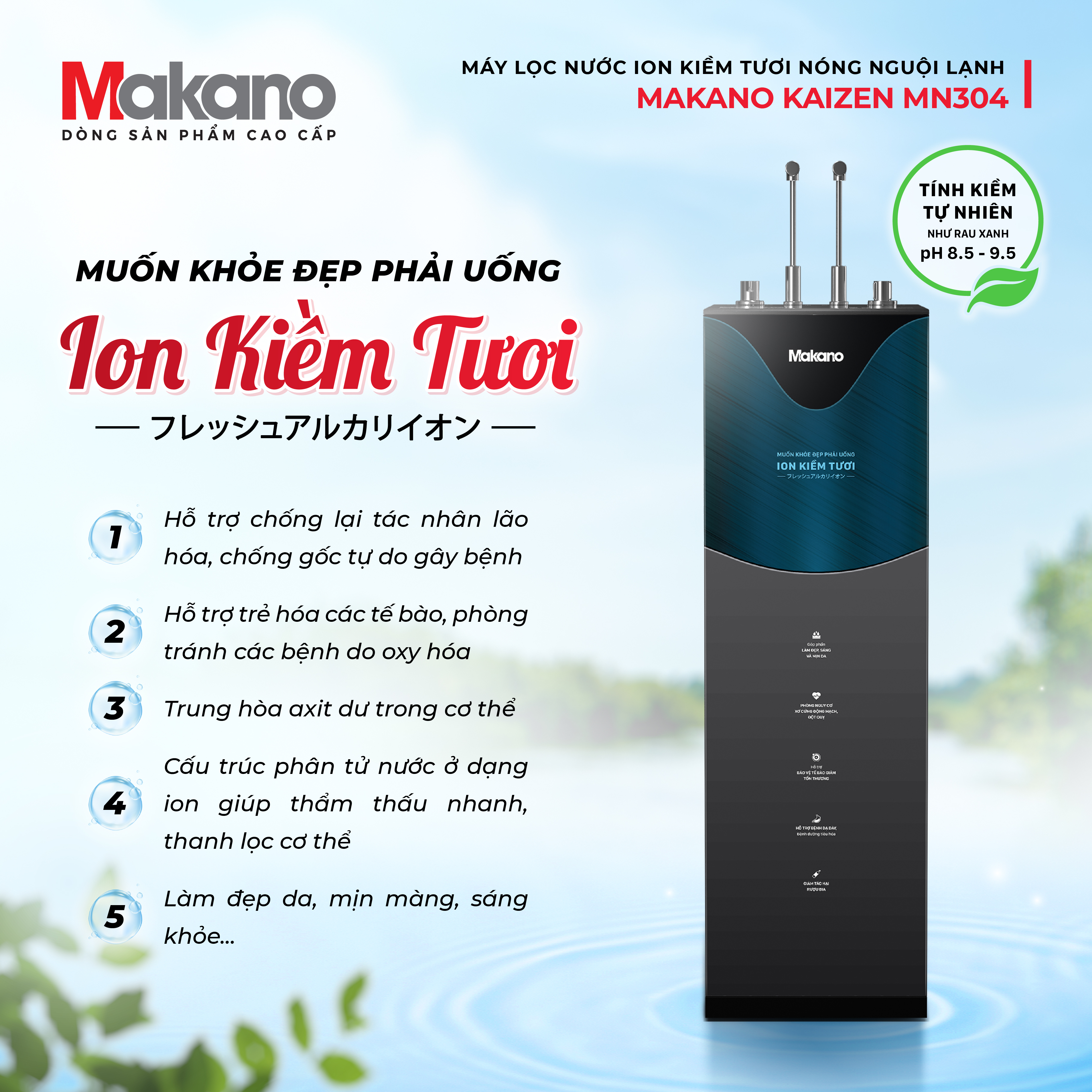 Công dụng của máy lọc nước ion kiềm MN304 MN304