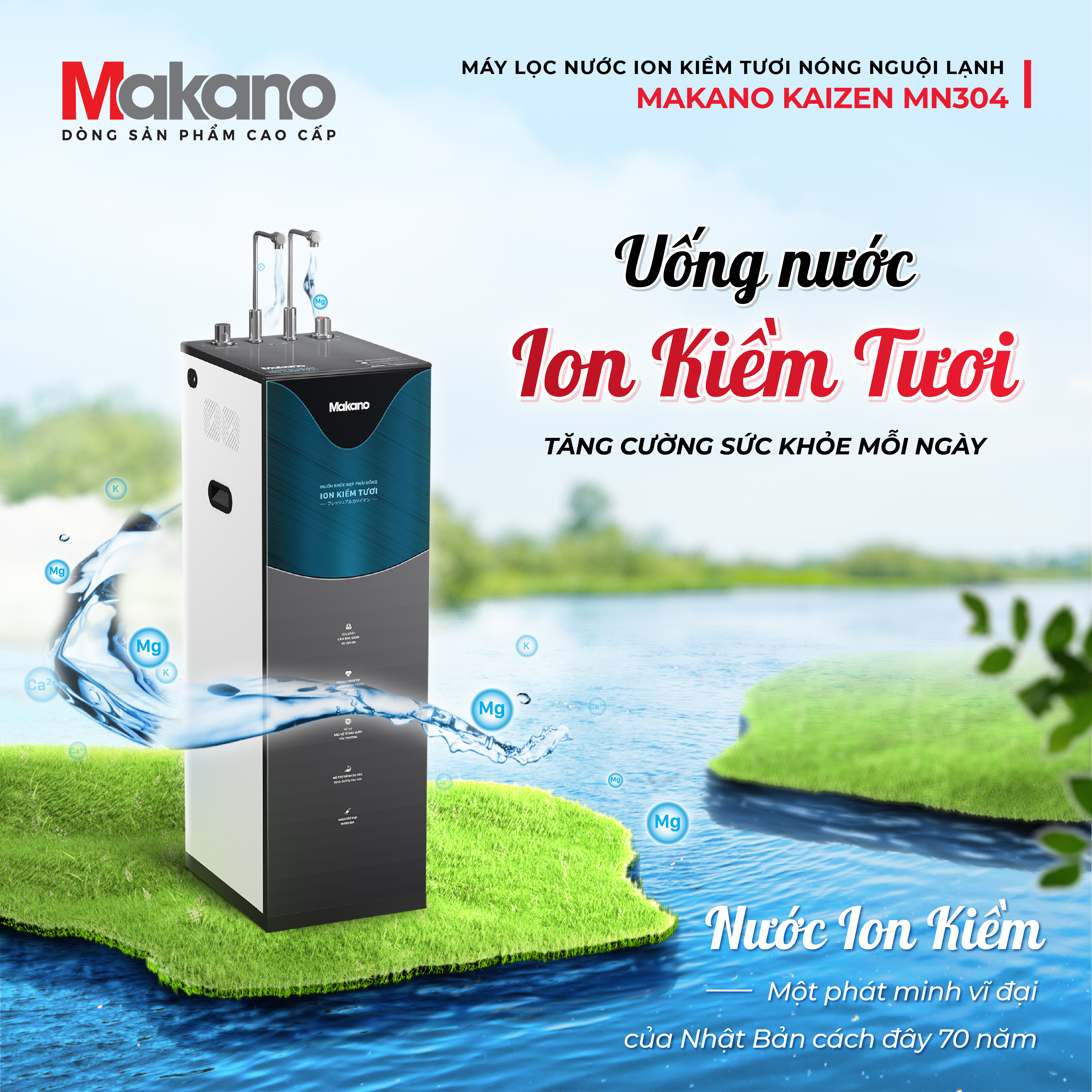 Máy lọc nước ion kiềm tươi nóng nguội lạnh Makano MN304 Máy lọc nước ion kiềm tươi nóng nguội lạnh Makano MN304