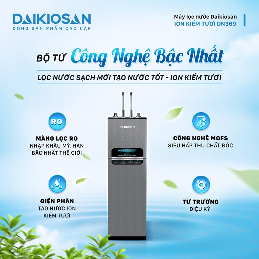 Máy lọc nước ion kiềm tươi từ trường Daikiosan DN36