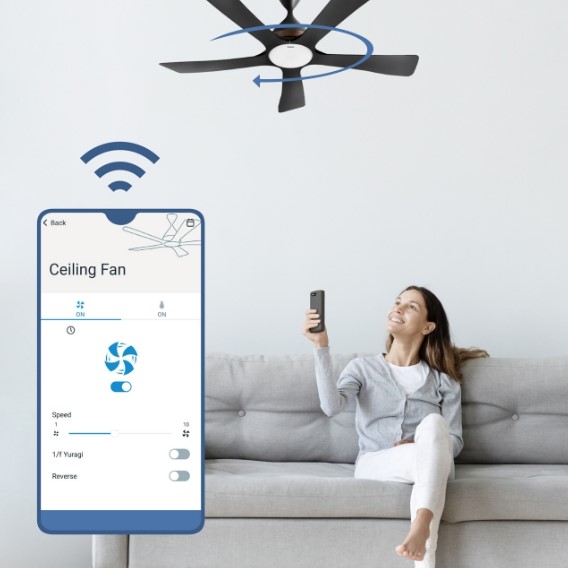 Quạt trần 5 cánh Panasonic F-60DGN có thể điều khiển thông qua điện thoại Quạt trần 5 cánh Panasonic F-60DGN có thể điều khiển thông qua điện thoại
