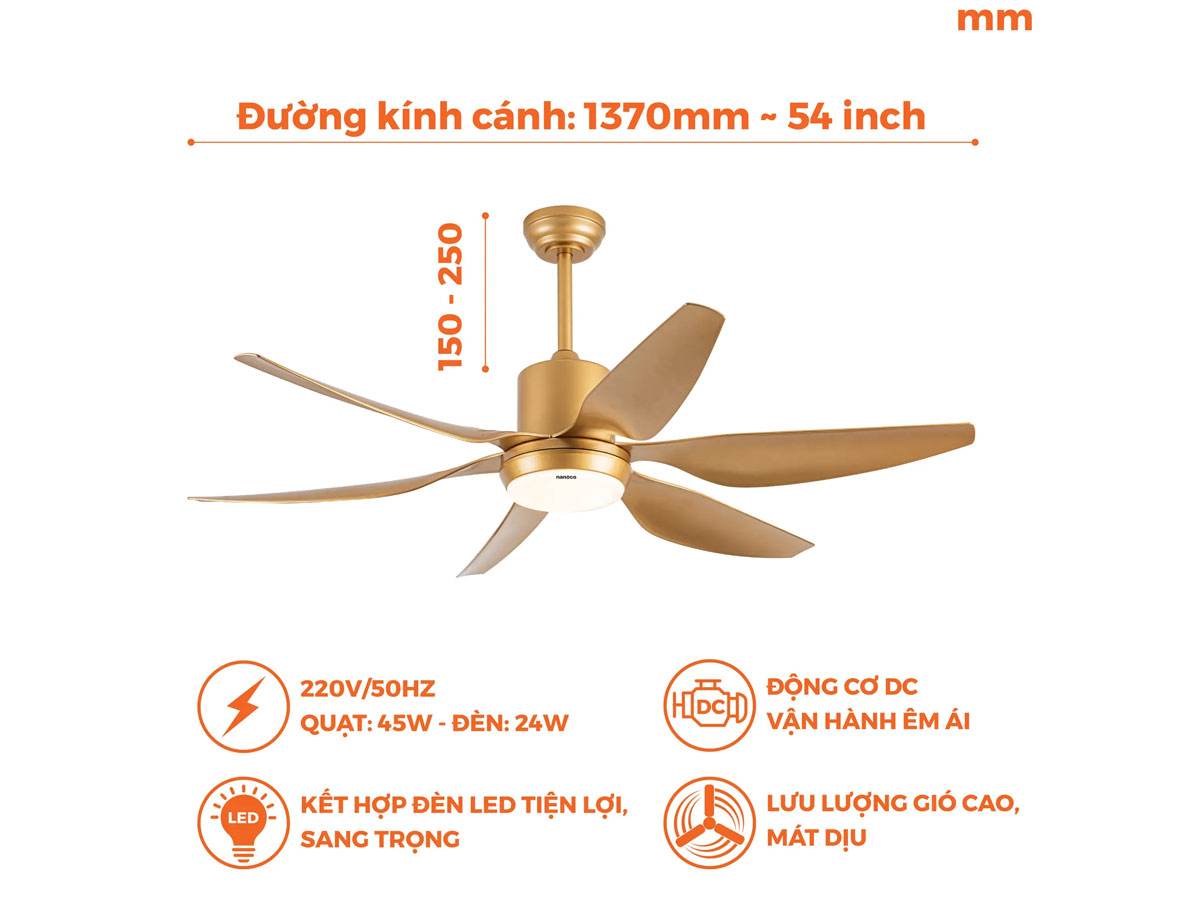 Quạt trần 6 cánh