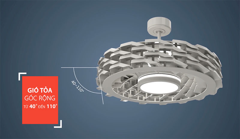 Quạt trần Benny Firenze BF-C73BLS có góc thổi rộng