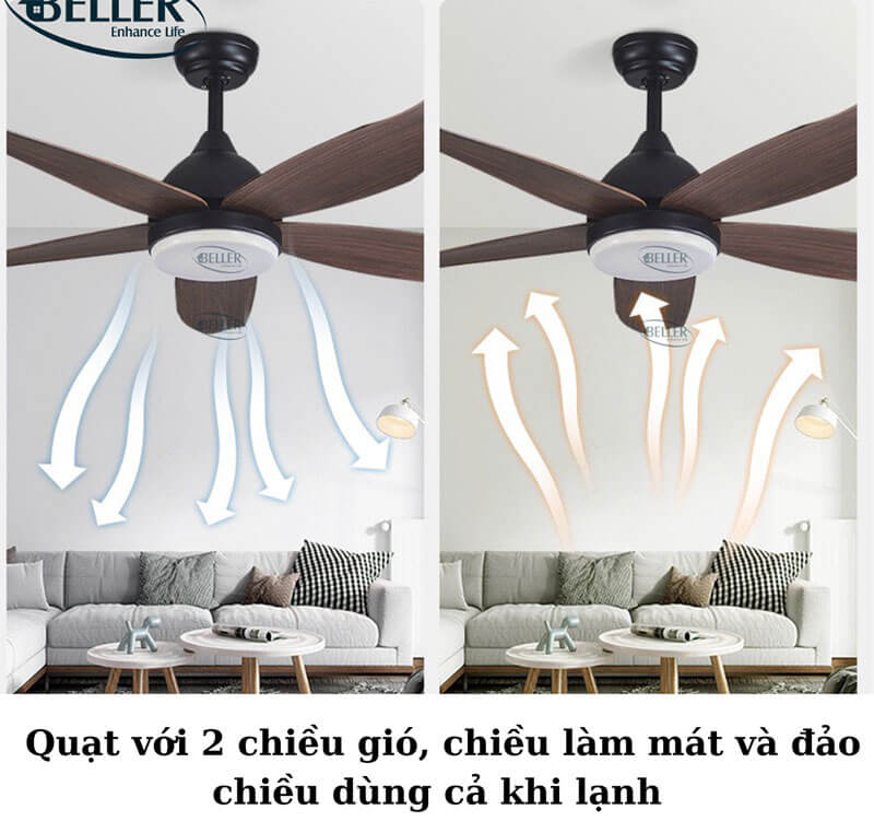 quat-tran-den-beller-988b-4 Chức năng đảo chiều gió thông minh