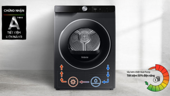 Samsung DV90T6240LB/SV – Máy Sấy Quần Áo Thông Minh, Tiết Kiệm Samsung DV90T6240LB/SV – Máy Sấy Quần Áo Thông Minh, Tiết Kiệm