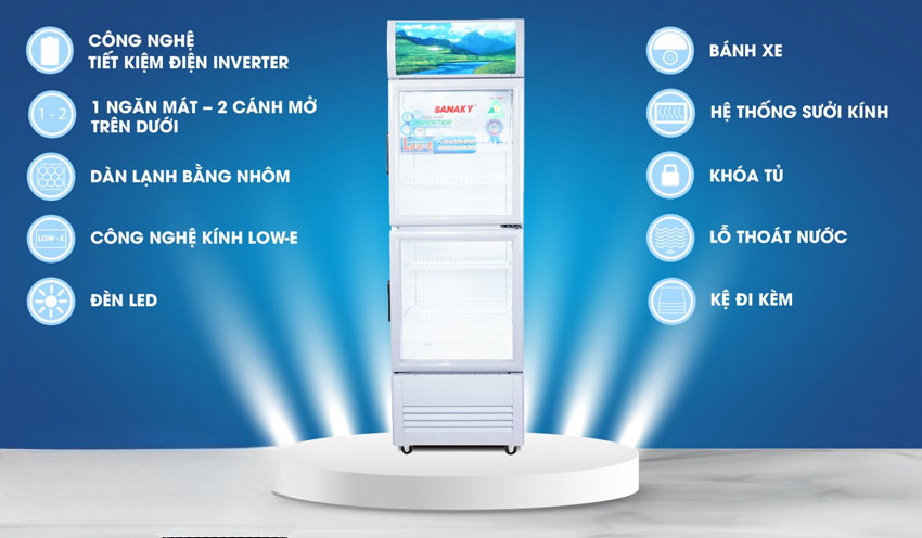 thiết kế Tủ mát Sanaky 2 cánh inverter VH-308W3L thiết kế Tủ mát Sanaky 2 cánh inverter VH-308W3L
