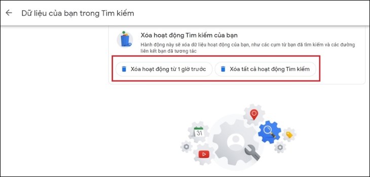 Click vào lựa chọn xóa mà bạn muốn