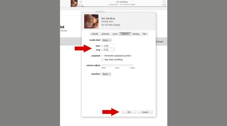 Bạn cắt nhạc chuông dưới 40 giây để thỏa điều kiện của itunes