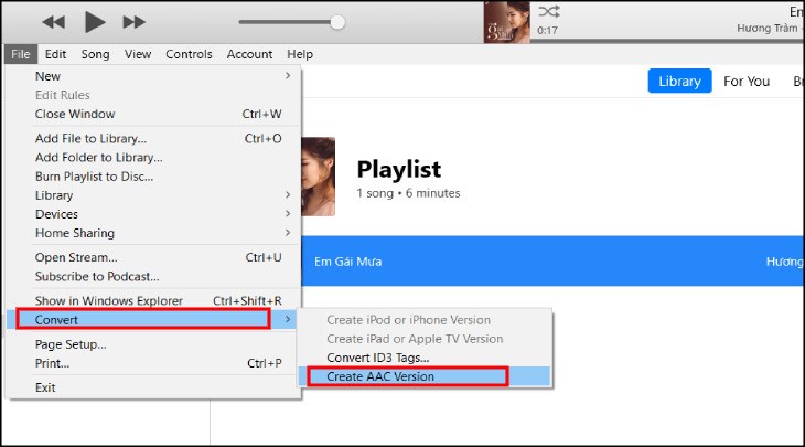 Bạn tạo phiên bản AAC như hướng dẫn