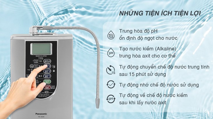 Máy lọc nước điện giải ion kiềm Panasonic TK-AS500-ZVN 3 tấm điện cực được tích hợp nhiều tính năng thông minh đi kèm, đảm bảo an toàn cho người dùng