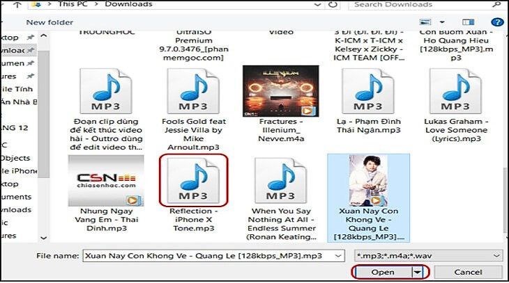 Bạn tiến hành Mở bài hát muốn cài đặt làm nhạc chuông
