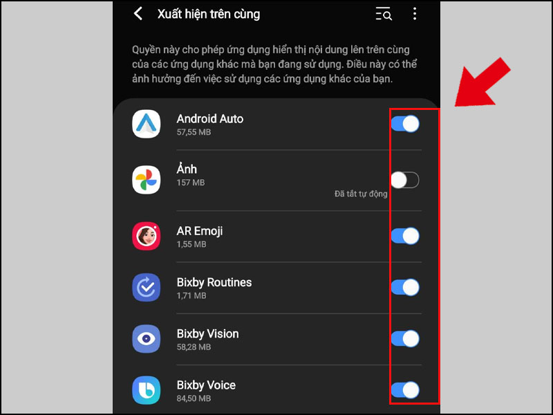 Bạn tiến hành nhấn vào tắt ứng dụng bạn muốn tắt