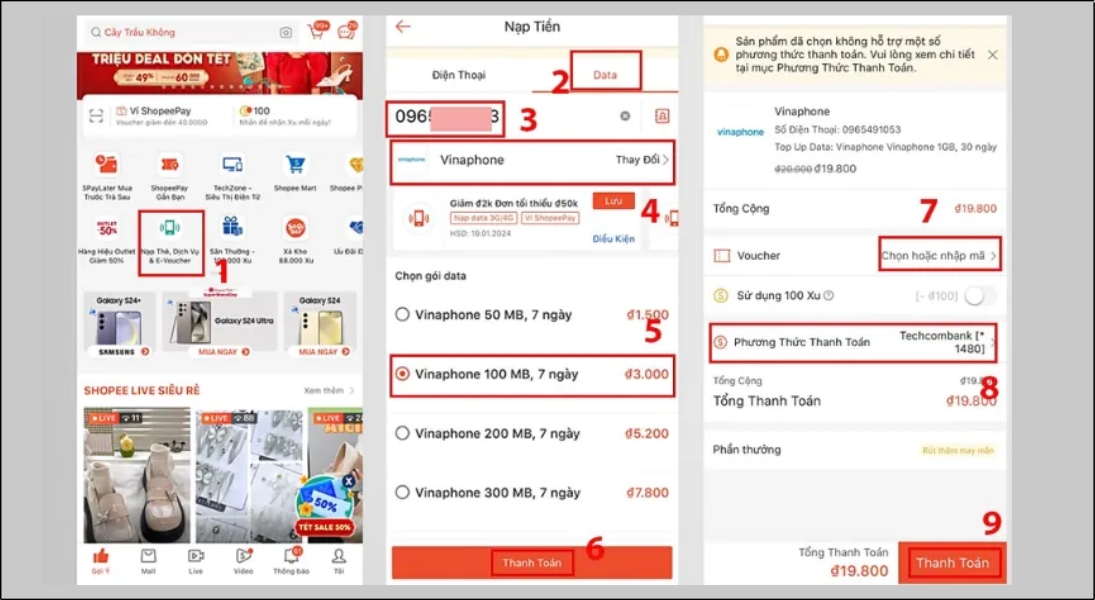Bạn có thể đăng ký gói 4G Vina trên Shopee