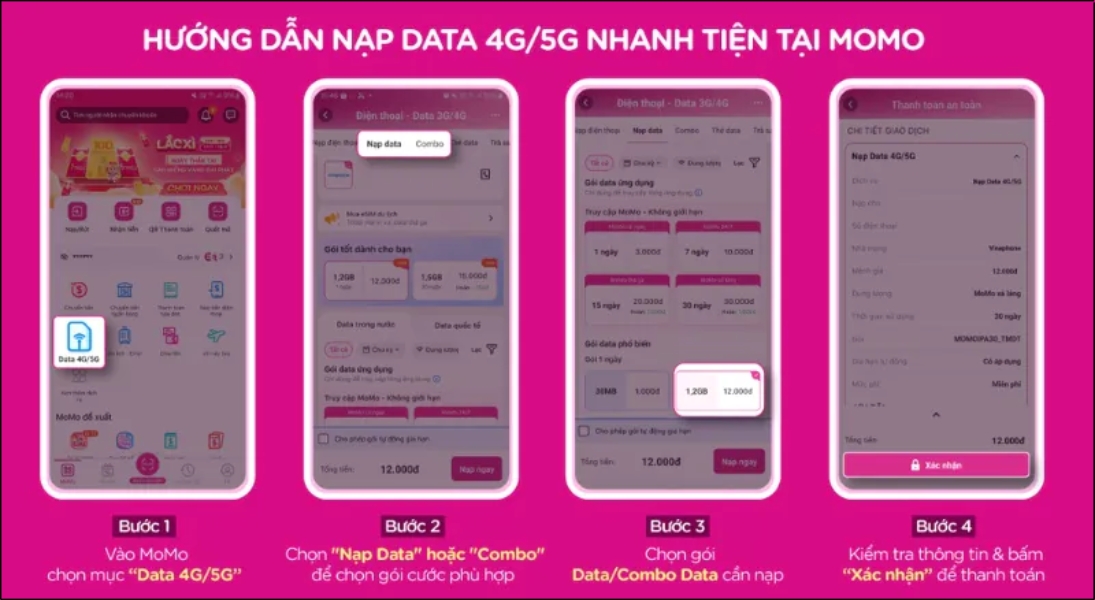 Bạn có thể đăng ký gói 4G Vinaphone qua MoMo với nhiều ưu đãi hấp dẫn