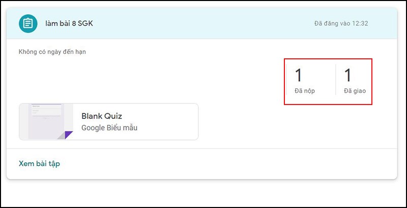 Kiểm tra số lượng bài tập đã nộp