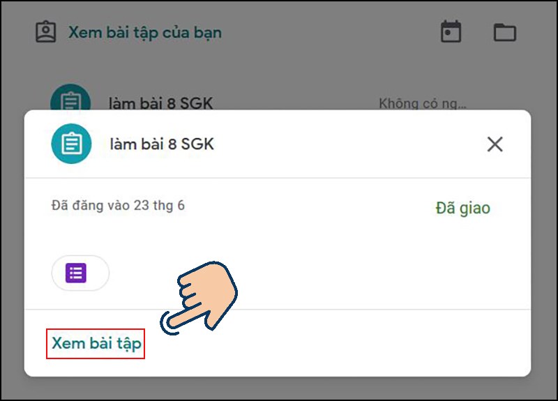 Chọn Xem bài tập