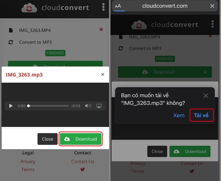 Sau khi chọn Tải về, bạn sẽ có một file mp3 và có thể cài đặt để làm nhạc chuông