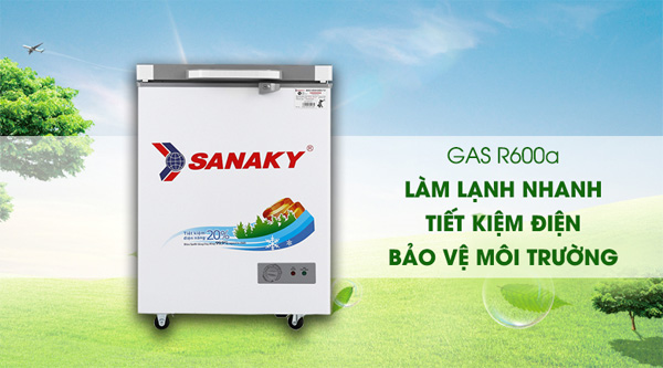 Tủ đông Sanaky 100 lít VH-1599HYKD sử dụng gas R600a làm lạnh nhanh