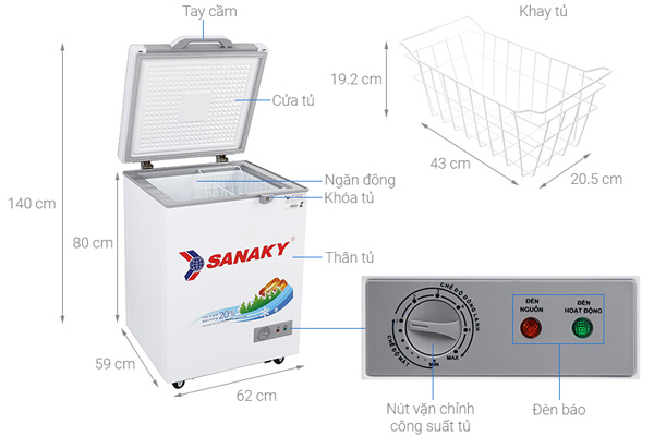 Tủ đông Sanaky 100 lít VH-1599HYKD