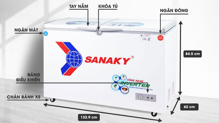 Cấu tạo của tủ đông Sanaky Inverter 250 lít VH-2599W3 Cấu tạo của tủ đông Sanaky Inverter 250 lít VH-2599W3
