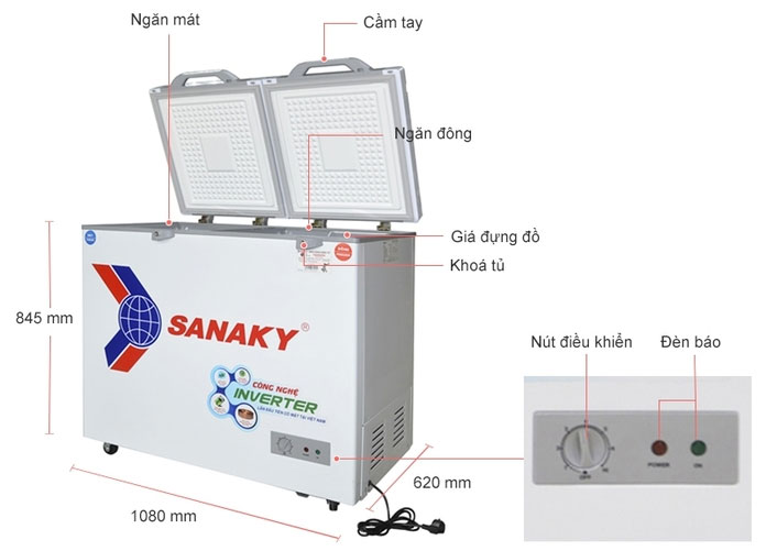 Cấu tạo của Tủ đông inverter Sanaky VH-2899W4K