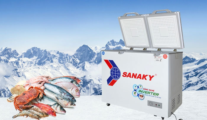 Tủ đông inverter Sanaky VH-2899W4Kcó 2 ngăn gồm 1 ngăn mát và 1 ngăn đông 