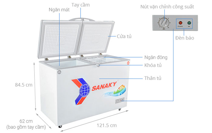 Tủ đông 2 ngăn 2 cánh mở Sanaky VH 3699W1