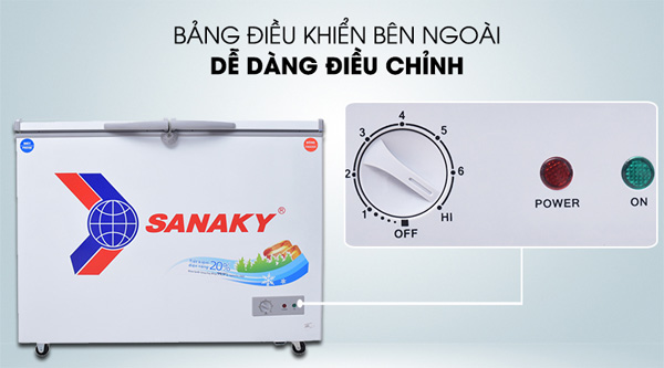 Bảng điều khiển của tủ đông Sanaky 220 lít VH 2899W1