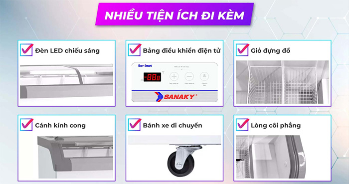 Các tiện ích của Tủ đông kính lùa Sanaky Inverter VH-4899K3B