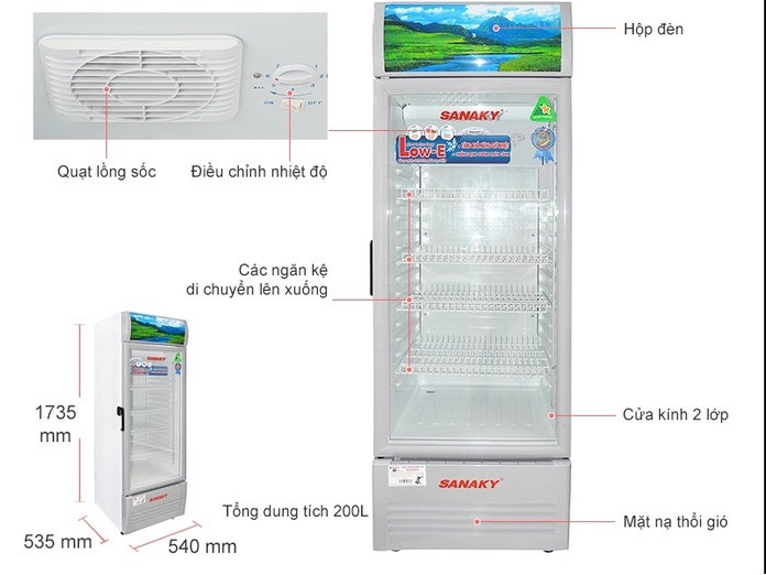 Sanaky VH-258KL – Tủ Mát Mini 210 Lít Cho Quán Nhỏ, Cửa Hàng Tiện Lợi