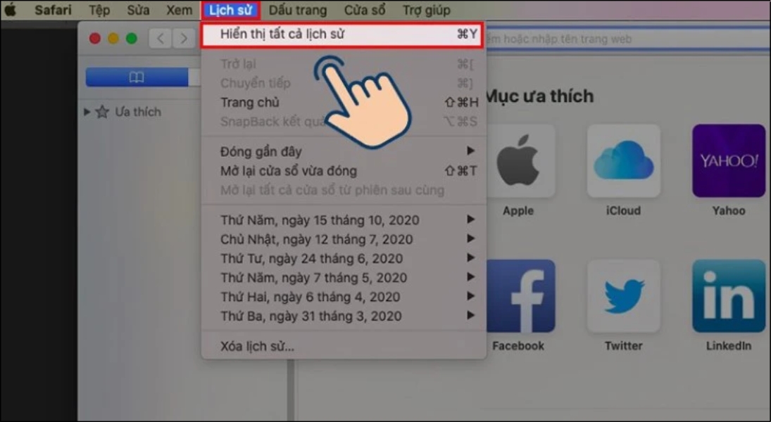Chọn Hiển thị tất cả lịch sử trong mục Lịch sử