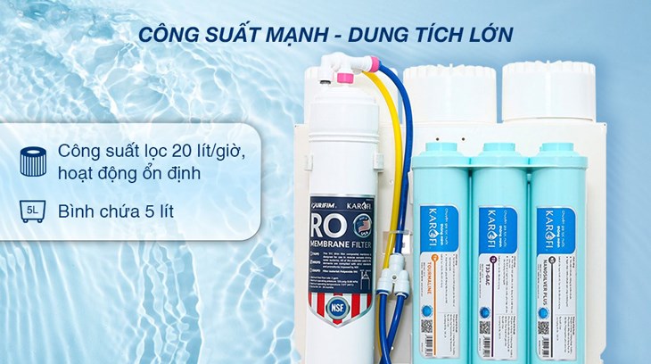 Máy lọc nước RO âm tủ Karofi KAQ-U06 10 lõi có công suất lọc 20 lít/giờ, đem đến nguồn nước sạch đủ dùng cho các hộ gia đình Máy lọc nước RO âm tủ Karofi KAQ-U06 10 lõi có công suất lọc 20 lít/giờ, đem đến nguồn nước sạch đủ dùng cho các hộ gia đình