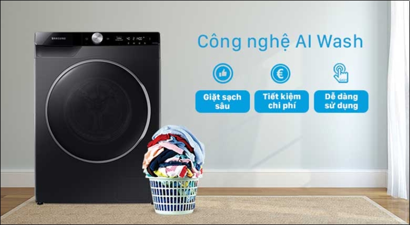 Máy giặt có Công nghệ AI Smart Wash mang đến nhiều lợi ích như giặt sạch hiệu quả, tiết kiệm nước, điện và bảo vệ quần áo tốt hơn