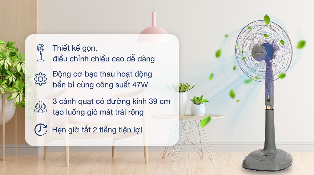 Quạt đứng Senko 3 cánh DH1600 cần vệ sinh định kỳ