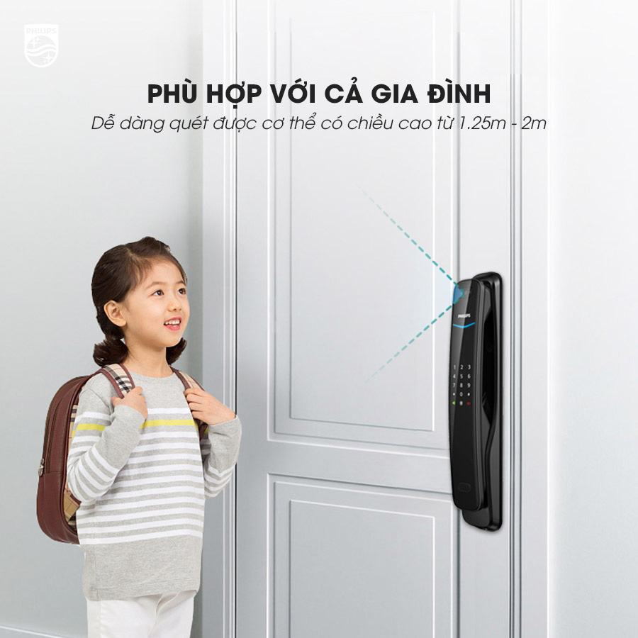 Phù hợp với gia đình Khóa cửa thông minh vân tay Philips DDL702-8HWS