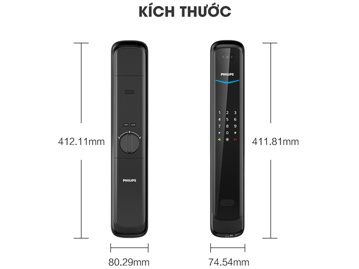 Khóa cửa thông minh vân tay cao cấp Philips DDL702-8HWS