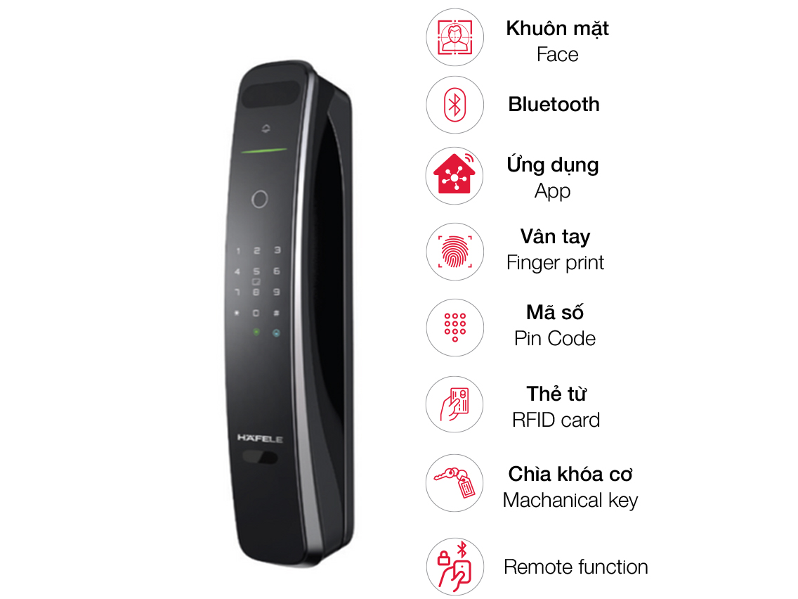 Khóa điện tử nhận diện khuôn mặt 3D-PP9100 Hafele 912.20.697