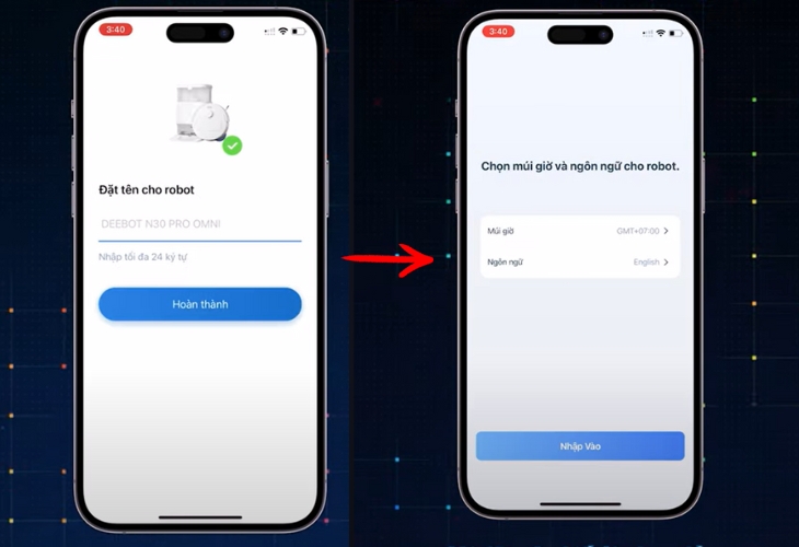 Đặt tên cho robot và cài đặt các thiết lập ban đầu