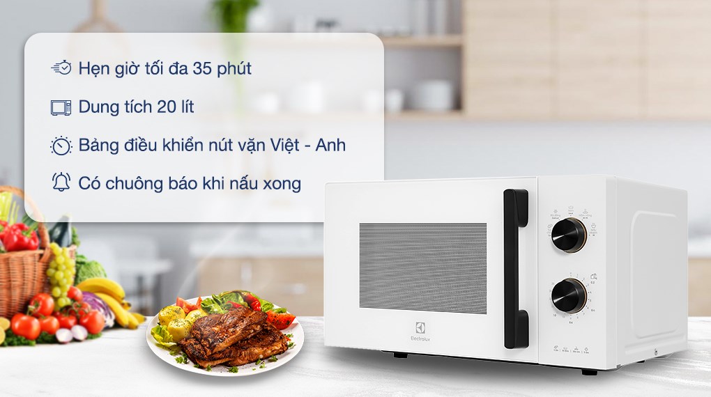 Lò vi sóng Electrolux EMM20K22W 20 lít đến từ thương hiệu Electrolux uy tín Lò vi sóng Electrolux EMM20K22W 20 lít đến từ thương hiệu Electrolux uy tín