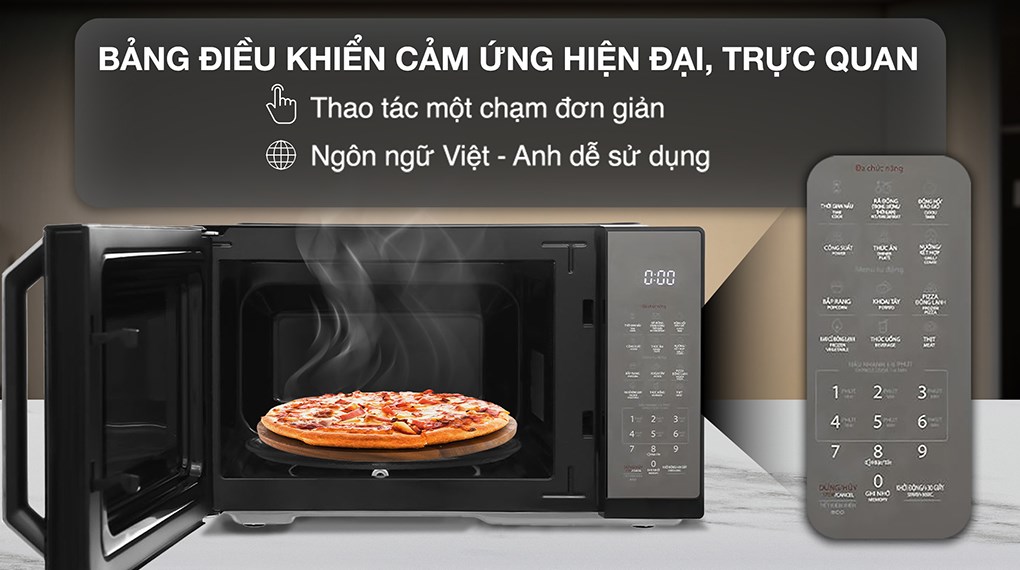 Lò vi sóng có nướng Toshiba MW3-EG26PE(BM)VN 26 lít sở hữu bảng điều khiển cảm ứng kèm màn hình hiển thị rõ nét Lò vi sóng có nướng Toshiba MW3-EG26PE(BM)VN 26 lít sở hữu bảng điều khiển cảm ứng kèm màn hình hiển thị rõ nét