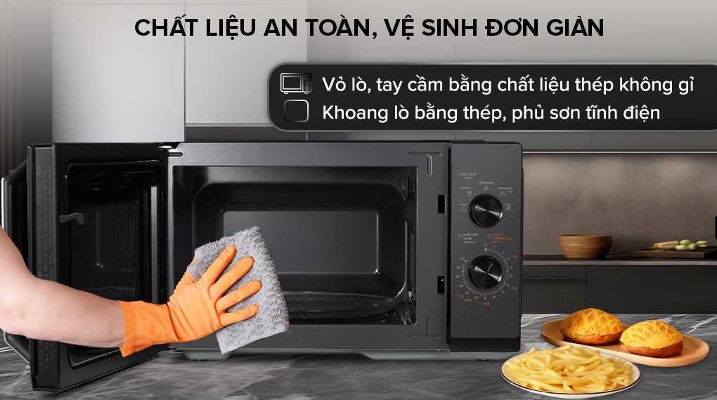 Bạn có thể dễ dàng vệ sinh lò vi sóng Toshiba MW3-MM25PE(BK) 25 lít Bạn có thể dễ dàng vệ sinh lò vi sóng Toshiba MW3-MM25PE(BK) 25 lít
