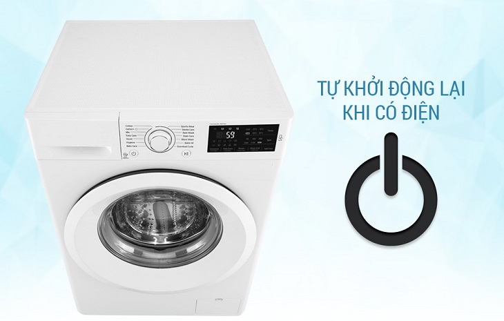 Tự khởi động lại khi có điện giúp máy giặt ghi nhớ chương trình giặt khi bị gián đoạn