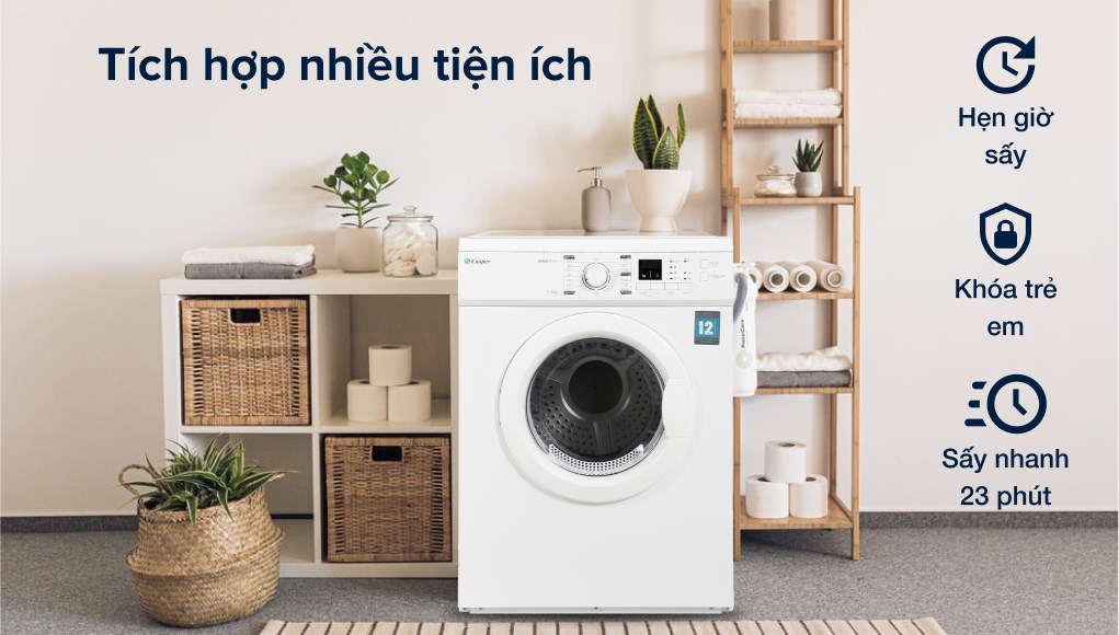 Máy sấy thông hơi Casper 7.2 kg TD-72VWD được tích hợp tiện ích Khoá trẻ em