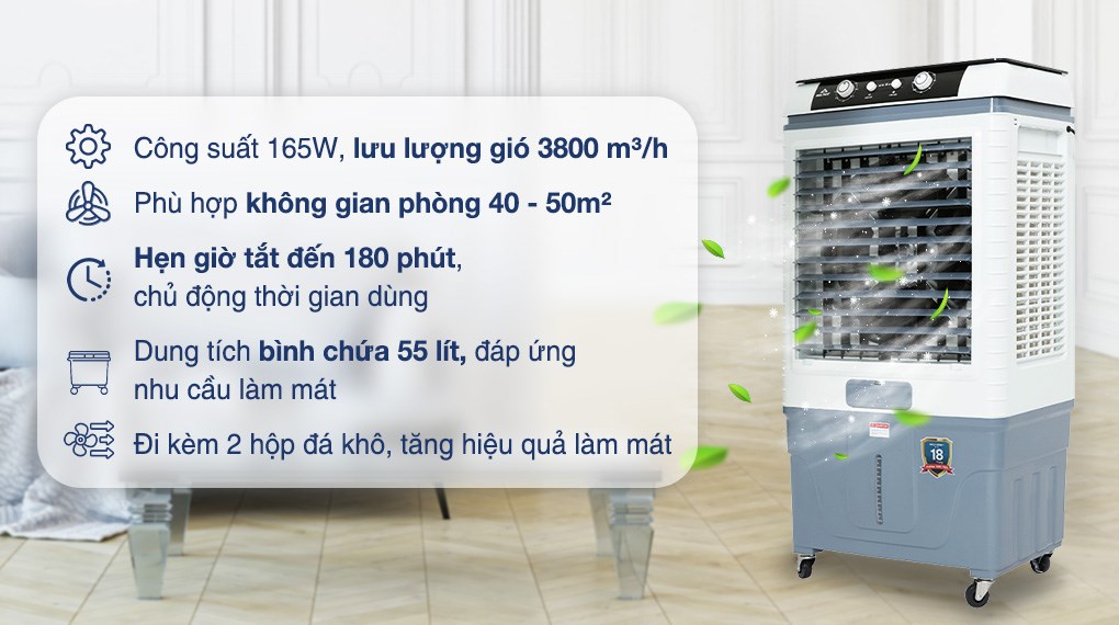 Quạt điều hòa Hòa Phát HPCF1-012 165W đi kèm 2 đá khô, có thể tái sử dụng nhiều lần