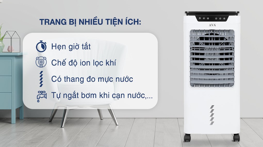 Quạt điều hòa AVA RPD-80 130W được trang bị chức năng tạo ion giúp lọc sạch không khí