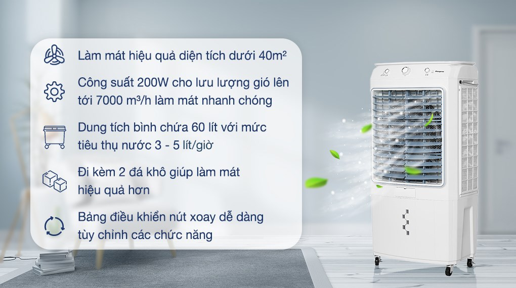 Quạt điều hòa Kangaroo KG50F88 trang bị một chế độ gió thường sẽ thổi ra luồng gió với tốc độ đều đặn không luân phiên