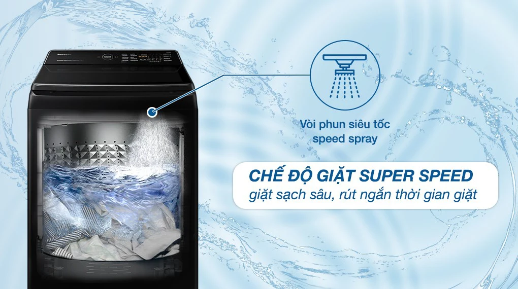 Máy giặt Samsung WA95CG4545BDSV tiết kiệm thời gian