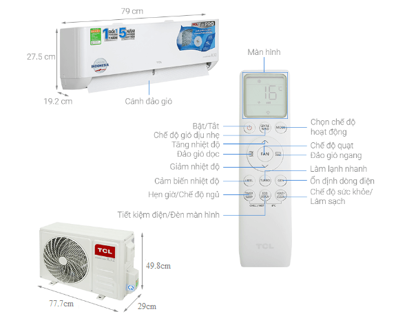 Điều hòa TCL 1 chiều Inverter 9.000BTU TAC-10CSD/TPG21