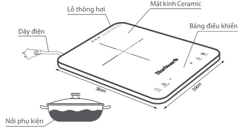 Chi tiết cấu tạo của bếp từ đơn Bluestone ICB-6729 Chi tiết cấu tạo của bếp từ đơn Bluestone ICB-6729